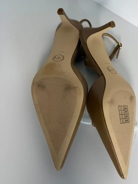 Michael Kors Lena Sling Pumps Natural Sz 7.5M- Delicate Horsebit Hardware NWOT - Picture 5 of 8